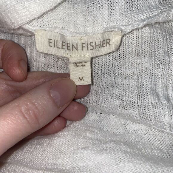 Eileen Fisher Linen cotton blend cardigan sweater white women's size Medium - Picture 6 of 7